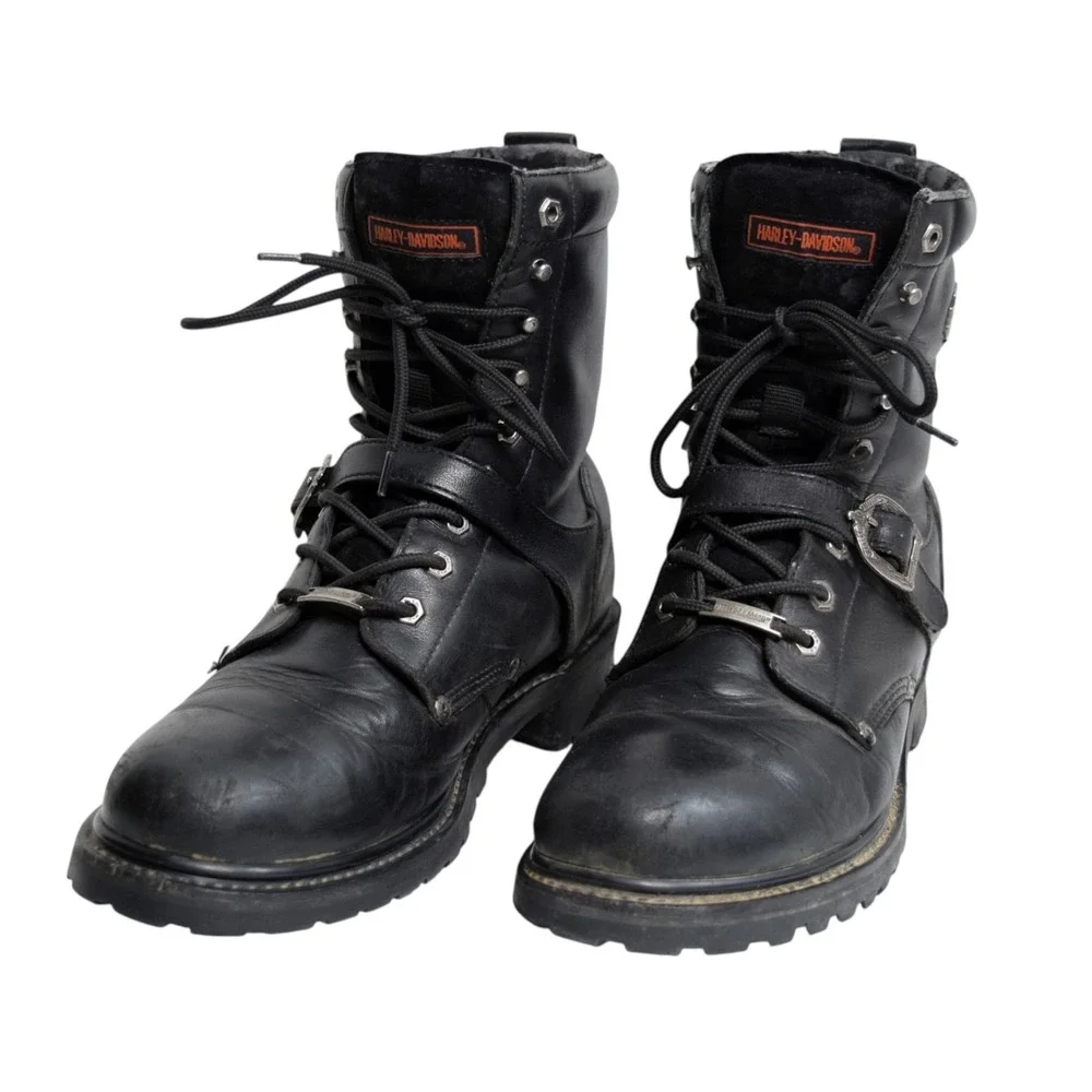 Harley-Davidson Faded Glory Mens 13 Black Leather Motorcycle Riding Boots 91003